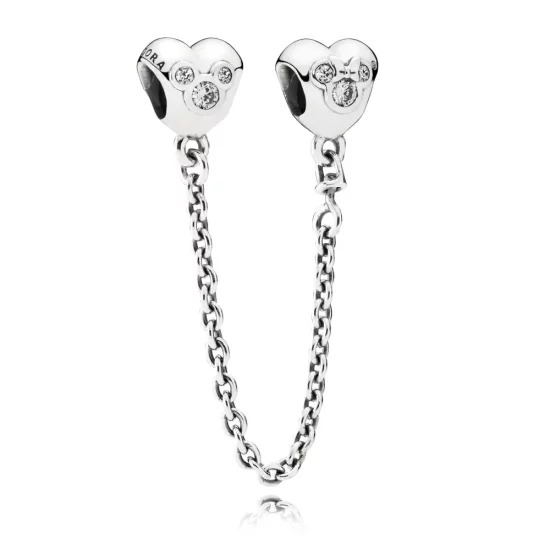 Disney, Heart of Mickey With Clear Cz Safety Chain - PANDORA