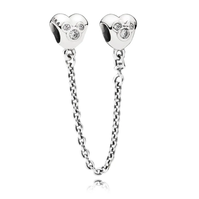 (image for) Disney, Heart of Mickey With Clear Cz Safety Chain - PANDORA - Product Image