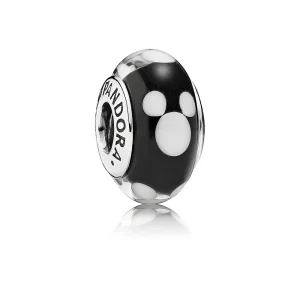 (image for) Disney Mickey silver charm with black and white Murano glass