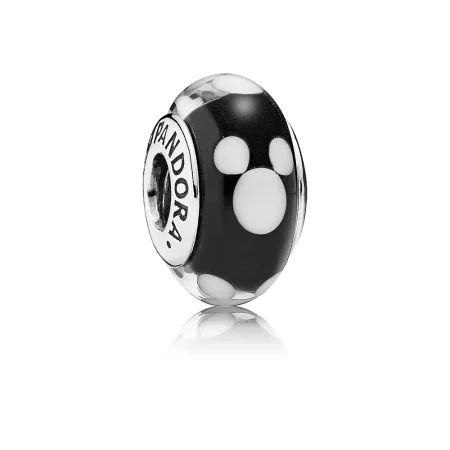 Disney Mickey silver charm with black and white Murano glass Disney Mickey silver charm with black and white Murano glass