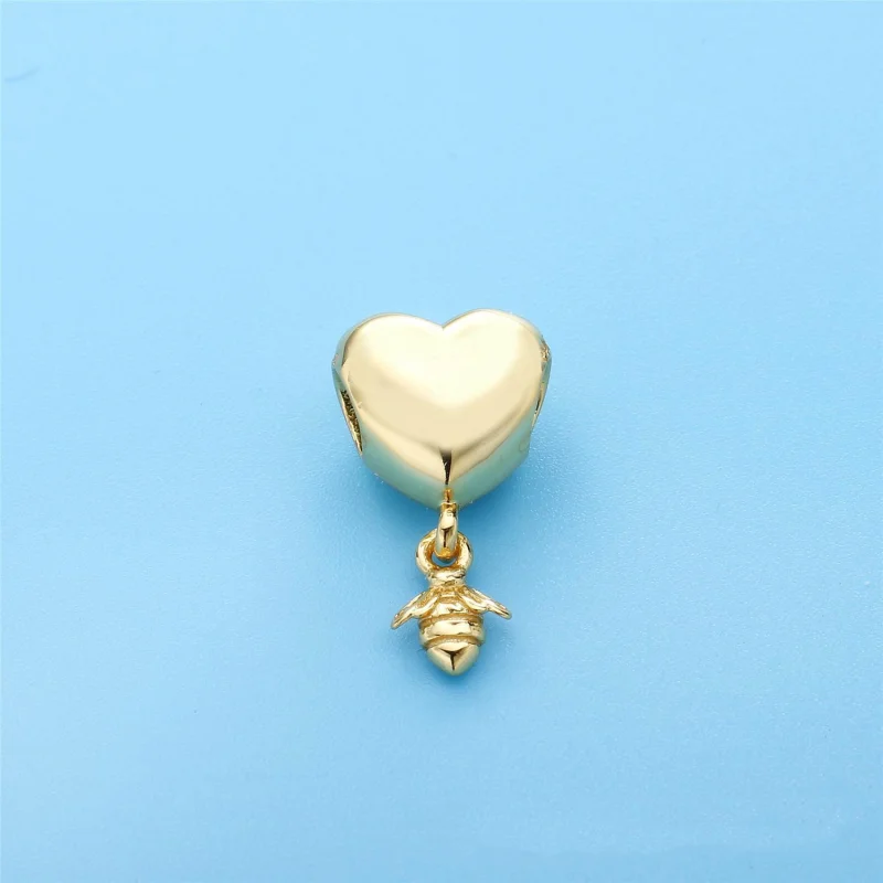 (image for) Heart Bee Charm, PANDORA Shine™ Dangle - 767022 - View 2