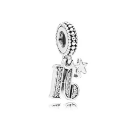 PANDORA 16 Years of Love Dangle Charm, Clear CZ - 797261CZ PANDORA 16 Years of Love Dangle Charm, Clear CZ - 797261CZ