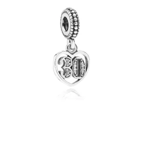 PANDORA 30 Years of Love Dangle Charm, Clear CZ - 791287CZ PANDORA 30 Years of Love Dangle Charm, Clear CZ - 791287CZ