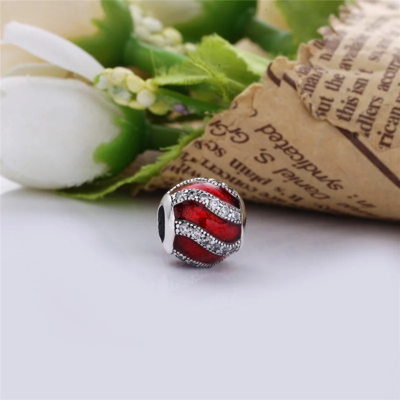 (image for) PANDORA Adornment Charm, Translucent Red Enamel Clear CZ - 791991EN07 - View 2