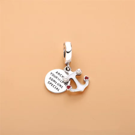 PANDORA Anchor of Love Dangle Charm, Red & Black Enamel - 797208ENMX