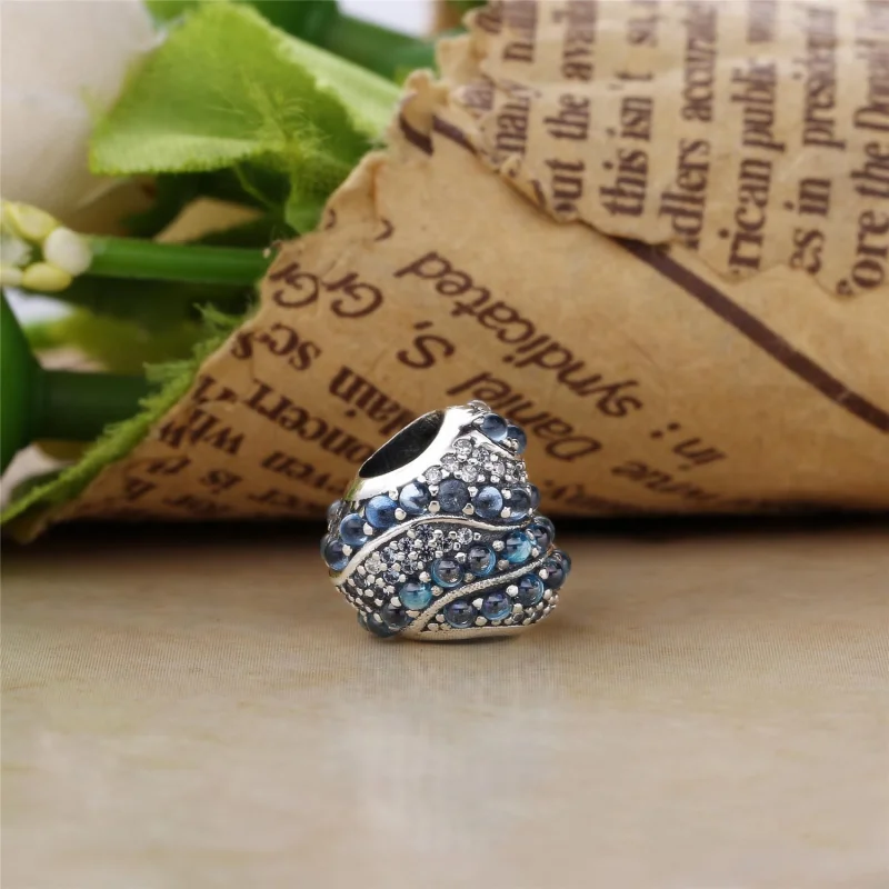 (image for) PANDORA Aqua Heart Charm, Aqua London Blue Crystals Clear CZ - 797015NABMX - View 3