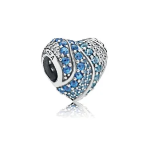 (image for) PANDORA Aqua Heart Charm, Aqua London Blue Crystals Clear CZ - 797015NABMX