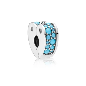 (image for) PANDORA Arcs of Love Clip, Cyan Blue Crystal - 797227NYA