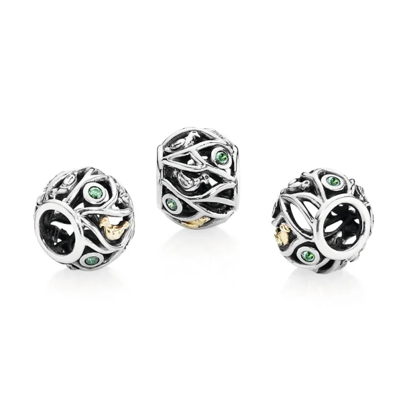 (image for) PANDORA Birds of A Feather, Dark Green Cz Charm - 791213CZN - View 4