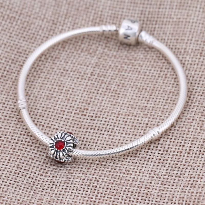 (image for) PANDORA Birthday Blooms, July, Carnelian Charm - 790580CAR - View 2