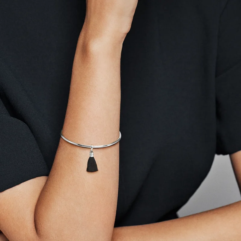 (image for) PANDORA Black Fabric Tassel Dangle Charm - 797212CBK - View 3