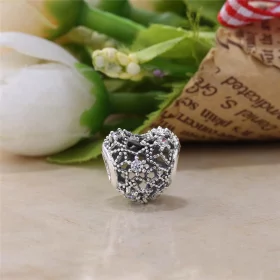 PANDORA Blooming Heart Clear CZ Charm - 796264CZ PANDORA Blooming Heart Clear CZ Charm - 796264CZ