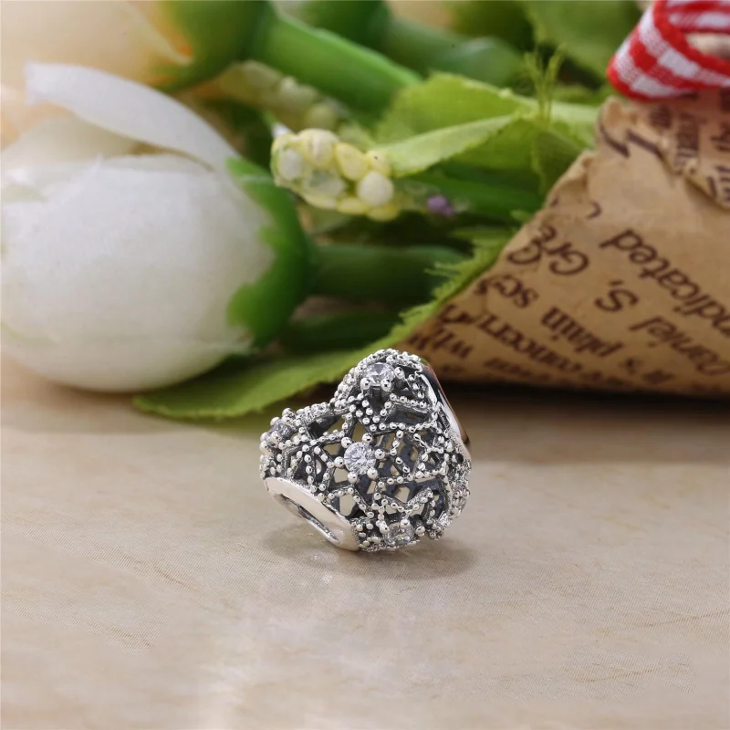 (image for) PANDORA Blooming Heart Clear CZ Charm - 796264CZ - View 3