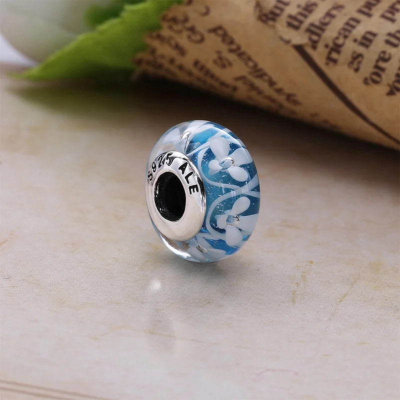 (image for) PANDORA Blue Bloom Murano Glass Charm Bead - 791666 - View 2