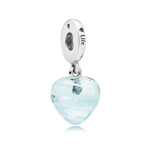 (image for) PANDORA Blue Ribbon Heart Dangle Charm, Murano Glass - 797142