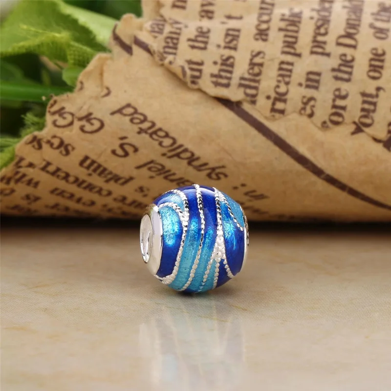 (image for) PANDORA Blue Swirls Charm, Mixed Enamel - 797012ENMX - View 2