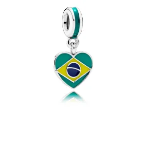 (image for) PANDORA Brazil Heart Flag, Mixed Enamels Pendant Charm - 791911ENMX