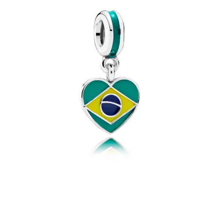 PANDORA Brazil Heart Flag, Mixed Enamels Pendant Charm - 791911ENMX