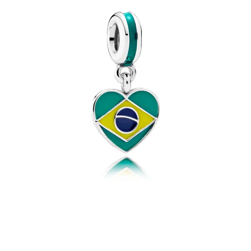 (image for) PANDORA Brazil Heart Flag, Mixed Enamels Pendant Charm - 791911ENMX - Product Image