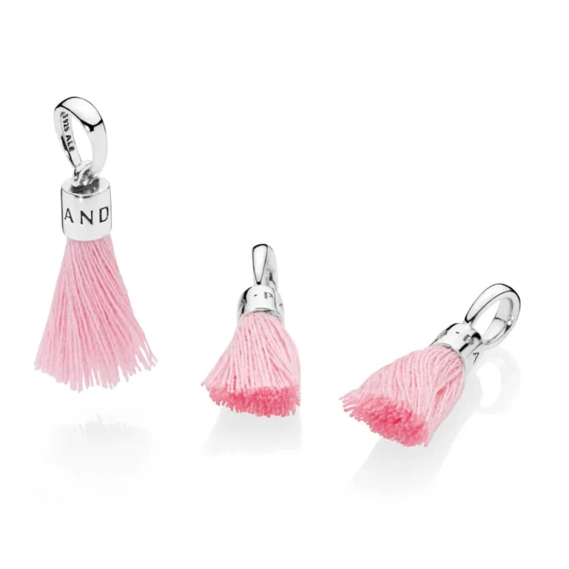 (image for) PANDORA Bright Pink Fabric Tassel Dangle Charm - 797212CBP - View 2