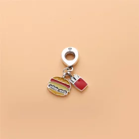 PANDORA Burger & Fries Dangle Charm, Red, Golden & Yellow Enamel - 797211ENMX PANDORA Burger & Fries Dangle Charm, Red, Golden & Yellow Enamel - 797211ENMX