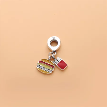 PANDORA Burger & Fries Dangle Charm, Red, Golden & Yellow Enamel - 797211ENMX
