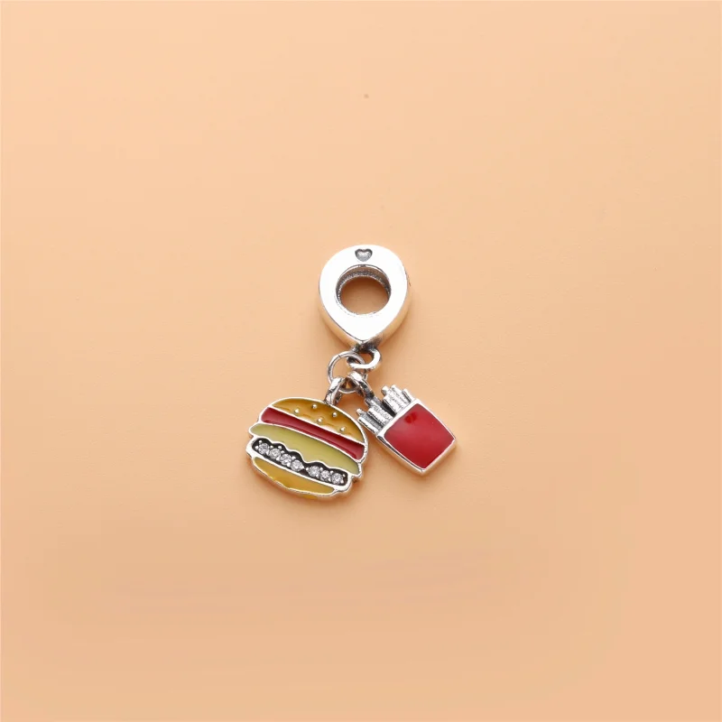 (image for) PANDORA Burger & Fries Dangle Charm, Red, Golden & Yellow Enamel - 797211ENMX - View 2