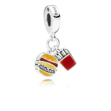PANDORA Burger & Fries Dangle Charm, Red, Golden & Yellow Enamel - 797211ENMX PANDORA Burger & Fries Dangle Charm, Red, Golden & Yellow Enamel - 797211ENMX