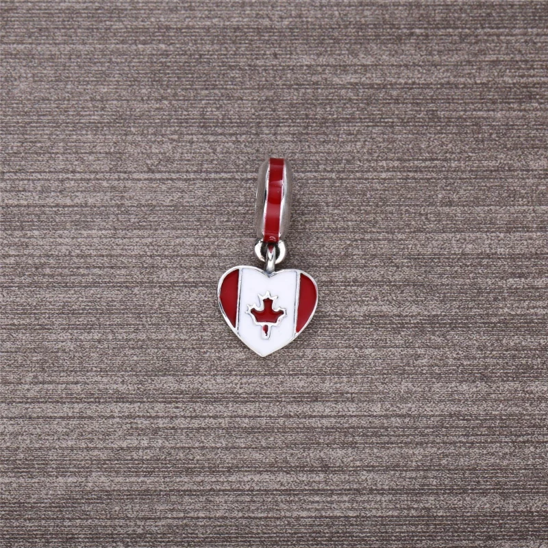 (image for) PANDORA Canada Heart Flag Dangle Charm, Red White Enamel - 791954ENMX - View 2