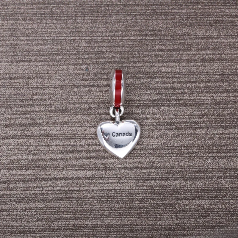 (image for) PANDORA Canada Heart Flag Dangle Charm, Red White Enamel - 791954ENMX - View 3