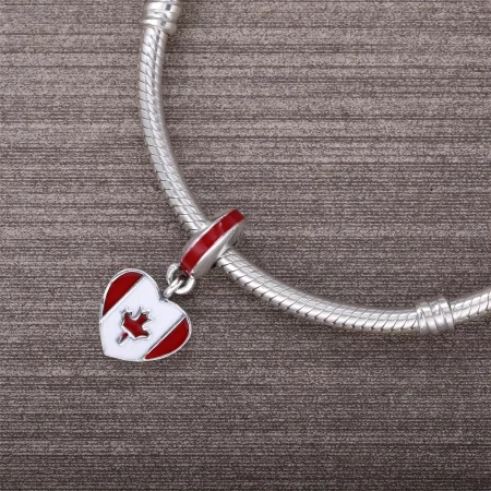 PANDORA Canada Heart Flag Dangle Charm, Red White Enamel - 791954ENMX