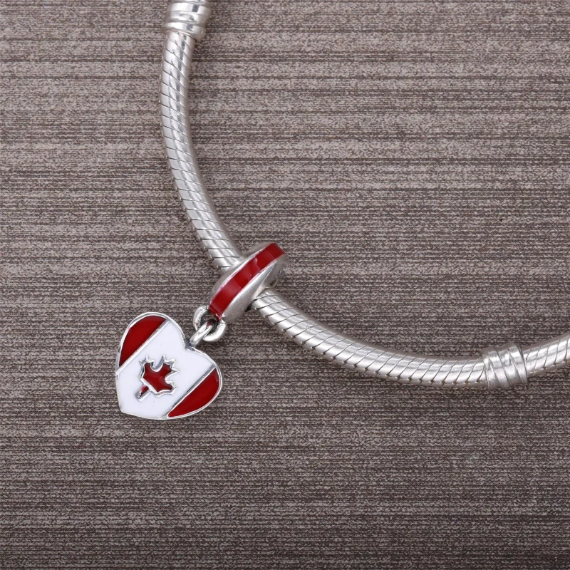 (image for) PANDORA Canada Heart Flag Dangle Charm, Red White Enamel - 791954ENMX - View 4