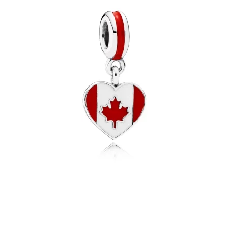 PANDORA Canada Heart Flag Dangle Charm, Red White Enamel - 791954ENMX