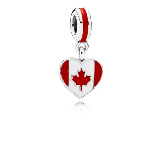 PANDORA Canada Heart Flag Dangle Charm, Red White Enamel - 791954ENMX