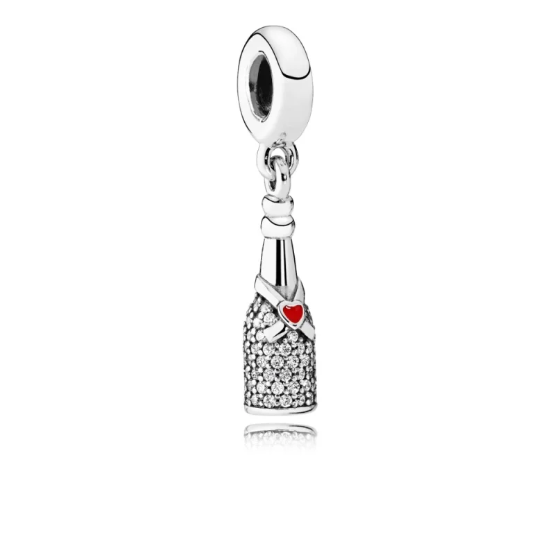 (image for) PANDORA Celebration Time, Red Enamel Clear CZ Dangle Charm - 792152CZ - Product Image
