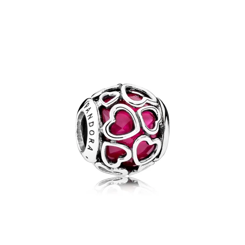 (image for) PANDORA Cerise Encased in Love Charm, Cerise Crystal - 792036NCC - Product Image