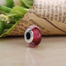 PANDORA Cerise Heart Charm, Murano Glass Clear CZ - 791664PCZ PANDORA Cerise Heart Charm, Murano Glass Clear CZ - 791664PCZ