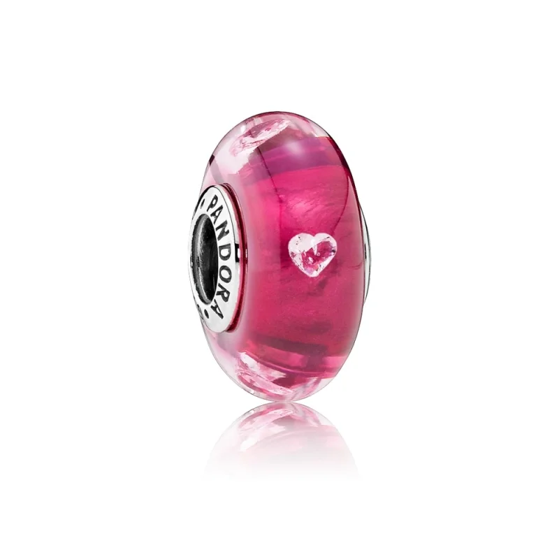 (image for) PANDORA Cerise Heart Charm, Murano Glass Clear CZ - 791664PCZ - Product Image