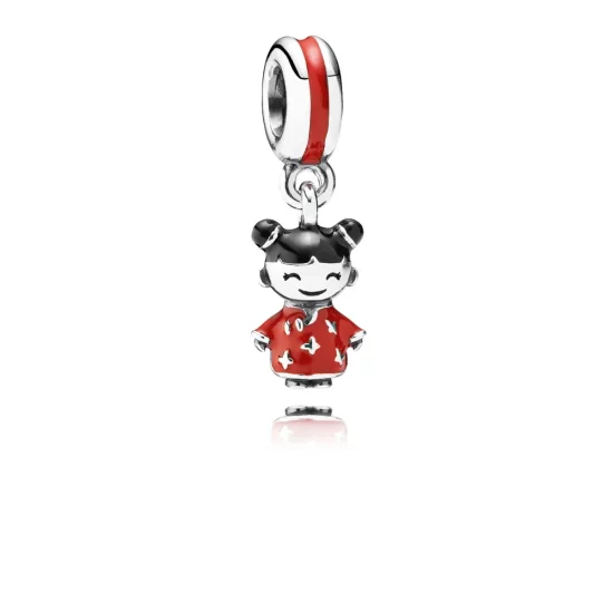 PANDORA Chinese Doll Silver Pendant Charm - 791431ENMX