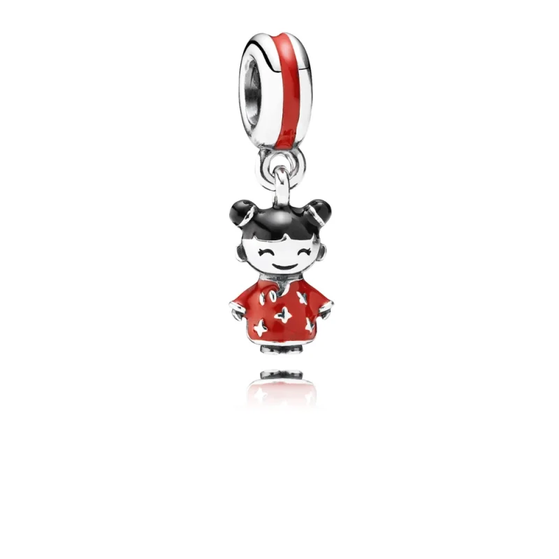 (image for) PANDORA Chinese Doll Silver Pendant Charm - 791431ENMX - Product Image