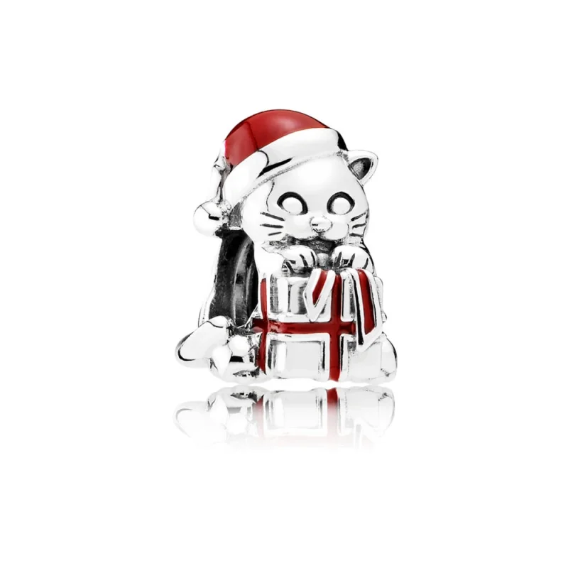 (image for) PANDORA Christmas Kitten Charm - 792007EN39 - Product Image