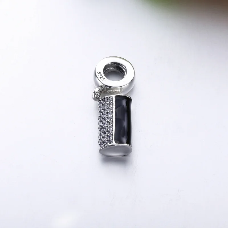 (image for) PANDORA Clutch Bag, Black Enamel Clear CZ Dangle Charm - 792155CZ - View 2