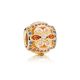 PANDORA Color Fresco Charm, 14K Gold & Multi-Colored Crystals & Pink CZ - 756225PCZMX PANDORA Color Fresco Charm, 14K Gold & Multi-Colored Crystals & Pink CZ - 756225PCZMX