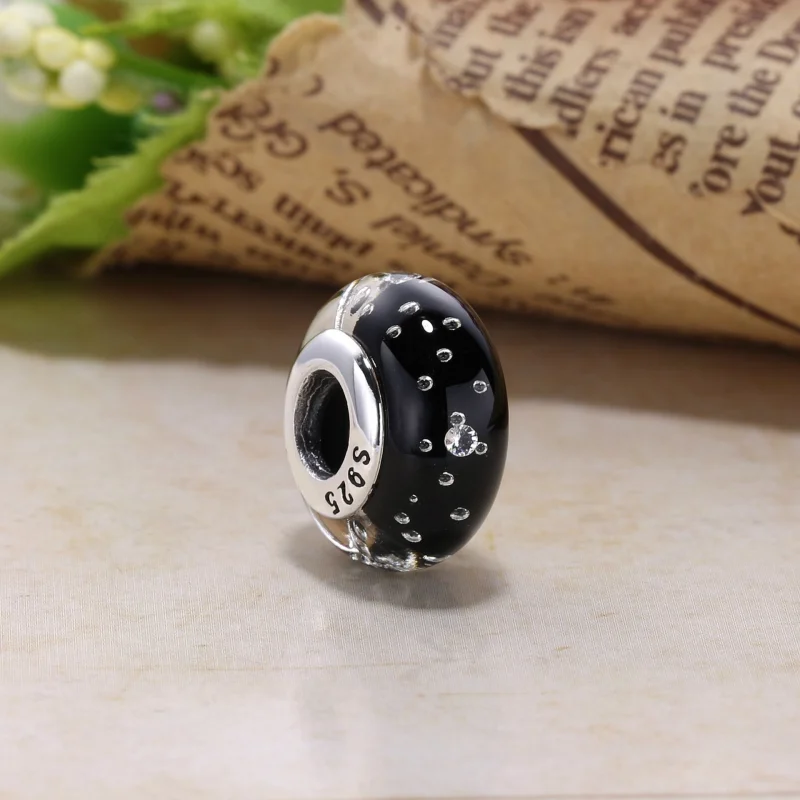 (image for) PANDORA Dark Blue Effervescence, Clear Cz Bead Charm - 791630CZ - View 4