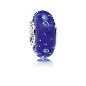 (image for) PANDORA Dark Blue Effervescence, Clear Cz Bead Charm - 791630CZ