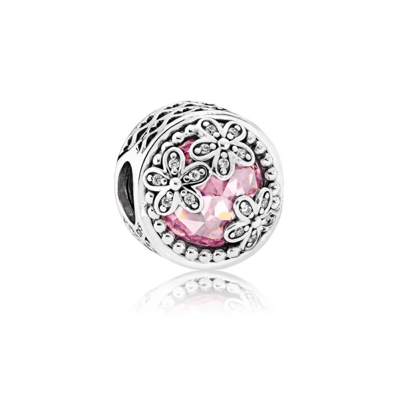 (image for) PANDORA Dazzling Daisy Meadow Pink Clear CZ Charm - 792055PCZ - Product Image