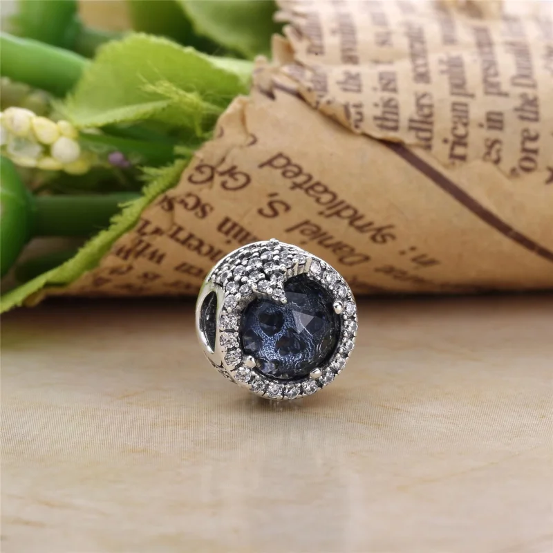 (image for) PANDORA Dazzling Snowflake Charm, Twilight Blue Crystals Clear CZ - 796358NTB - View 3