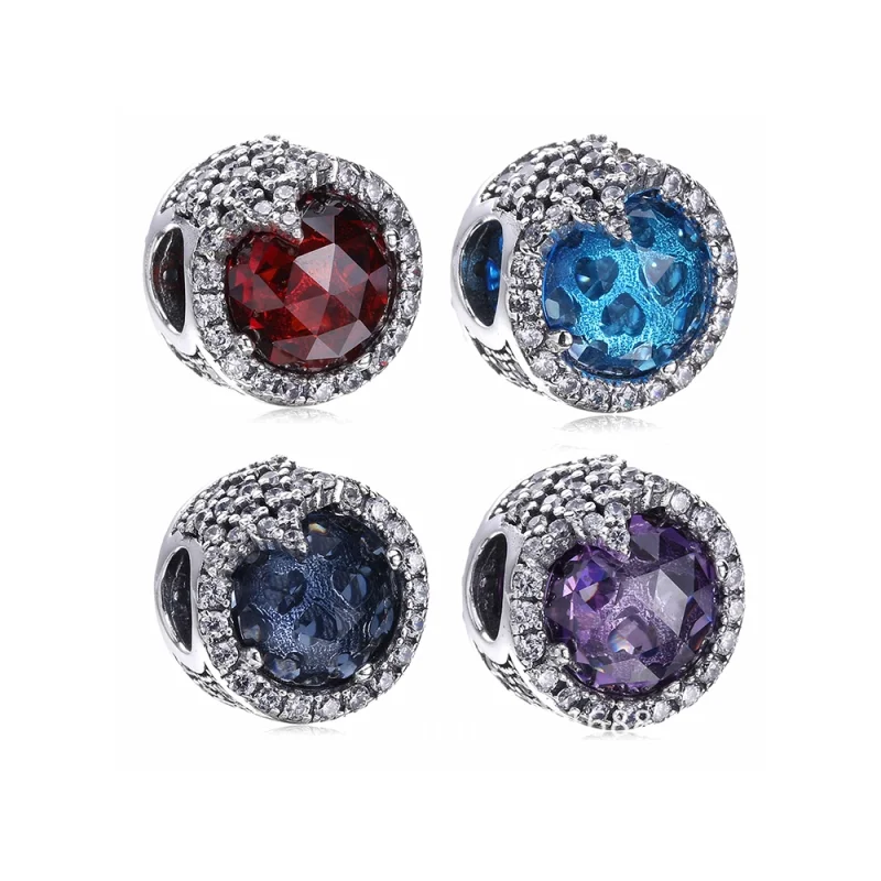 (image for) PANDORA Dazzling Snowflake Charm, Twilight Blue Crystals Clear CZ - 796358NTB - Product Image