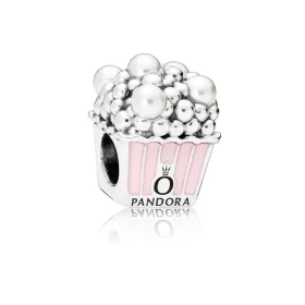 PANDORA Delicious Popcorn Charm, Pale Pink Enamel & White Crystal Pearls - 797213EN160 PANDORA Delicious Popcorn Charm, Pale Pink Enamel & White Crystal Pearls - 797213EN160