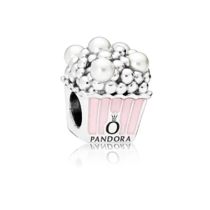 (image for) PANDORA Delicious Popcorn Charm, Pale Pink Enamel & White Crystal Pearls - 797213EN160